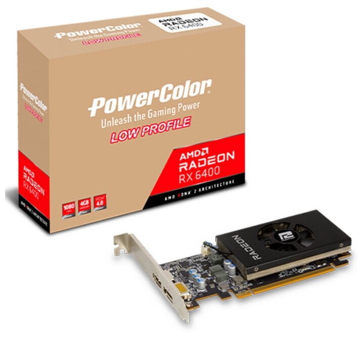 Видеокарта PowerColor AMD RX 6400 4096 16000 64 RTL (AXRX 6400 LP 4GBD6-DH)