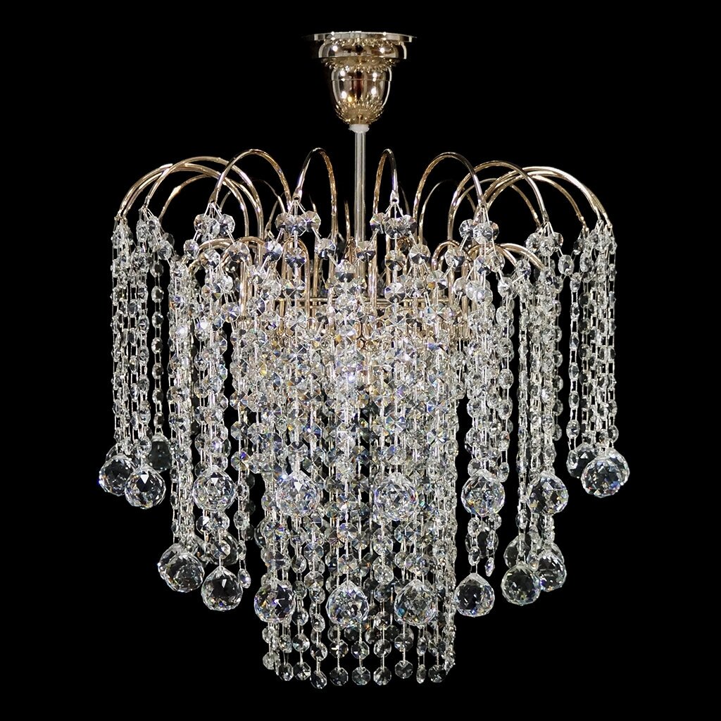 фото Люстра Гусь-Хрустальный Акация Березка (Шар 30), хрусталь, Е27, 60 Вт, кол-во ламп: 1 шт, цвет арматуры: золотой