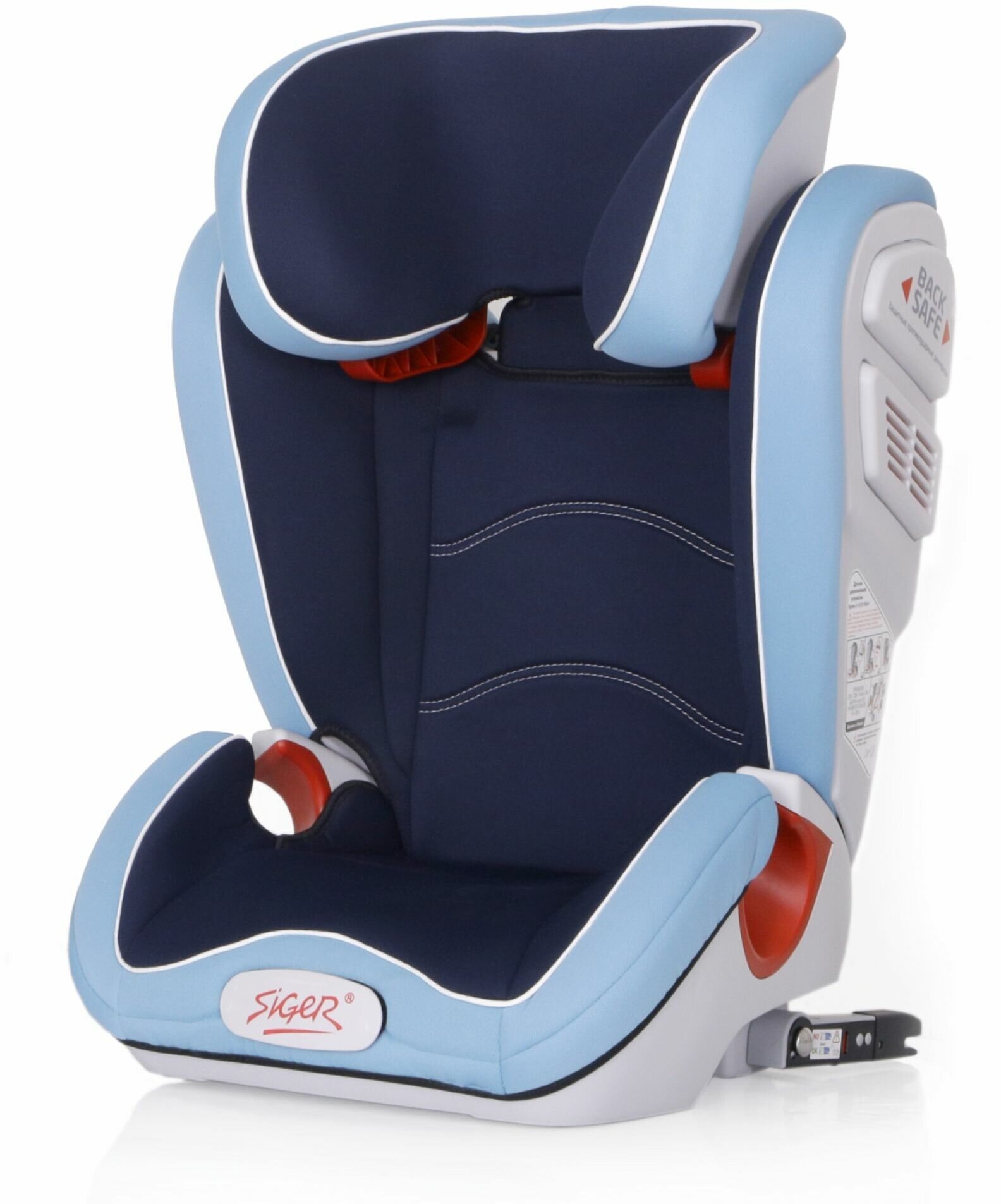 Детское автомобильное кресло siger "олимп fix" синий, 3-12 лет, 15-36 кг, гр 2/3, KRES1481 Azard KRES1481