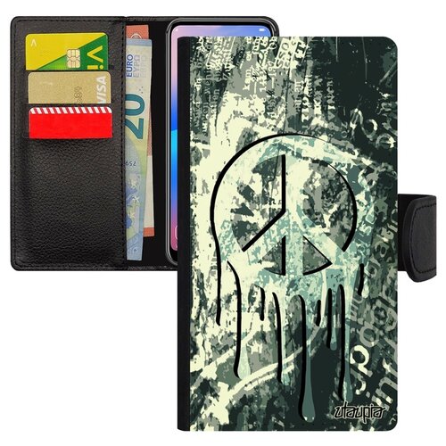 фото Чехол книжка для телефона xiaomi redmi note 6 pro, "peace and love" пацифизм стрит-арт utaupia