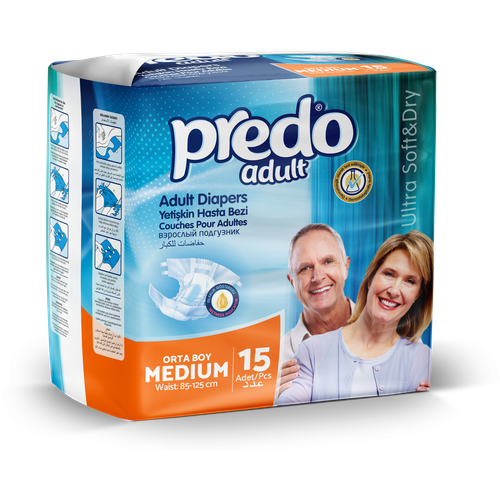 Predo Adult Подгузники для взрослых, размер М, 15шт