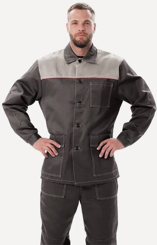 Изображение товара Костюм мужской "Дамаск" летний, цвет: Т. Серый/СВ. Серый/красный, р.60-62, рост 170-176