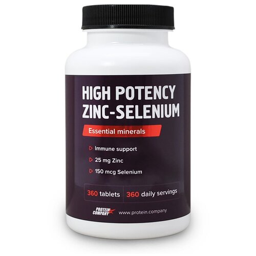 Таблетки PROTEIN.COMPANY High Potency Zinc-Selenium  Цинк + Селен, 360 шт.