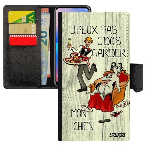 фото Чехол книжка на смартфон xiaomi redmi note 6 pro, "не могу - у меня собака!" комикс юмор utaupia