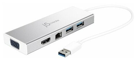 Концентратор j5create USB 30 Mini Dock Интерфейс USB 30 Порты USB 30 x 2 VGA-DB 15 pin HDMI Gigabit Ethernet USB Micro B