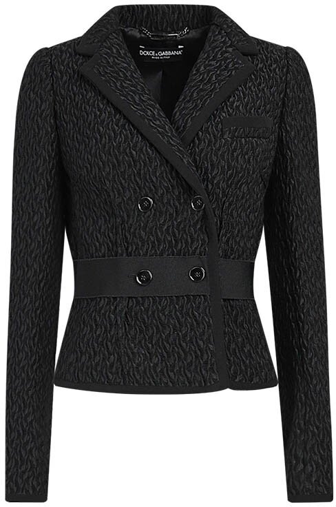 Пиджак DOLCE & GABBANA, средней длины, силуэт прилегающий, размер 38, черный