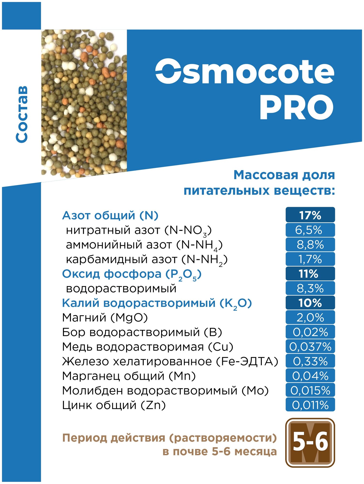 Удобрение Osmocote Pro 17-11-10 + 2MgO+МЭ 5-6 мес., 100 г Osmocote 9577697 - фотография № 6