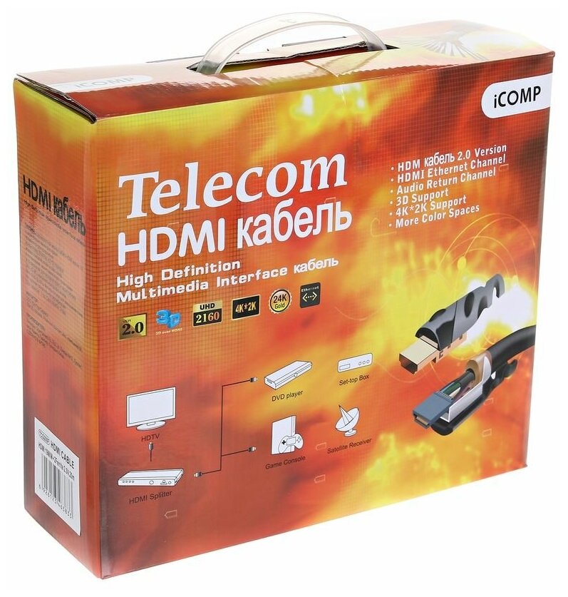 Кабель HDMI 20м TELECOM TCG200F-20M круглый черный - фото №2