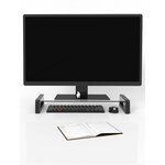 Подставка настольная для монитора, ноутбука, принтера, под монитор, iMac, Mac, ТВ, стекло, черный, STM, SPACEPAD MS1LBU - изображение