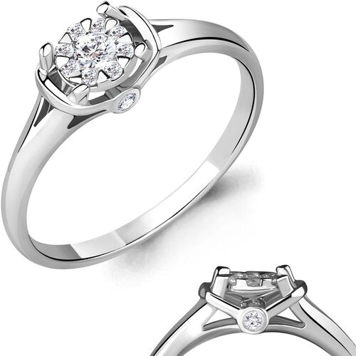 фото Кольцо diamant online, белое золото, 585 проба, бриллиант, размер 17.5