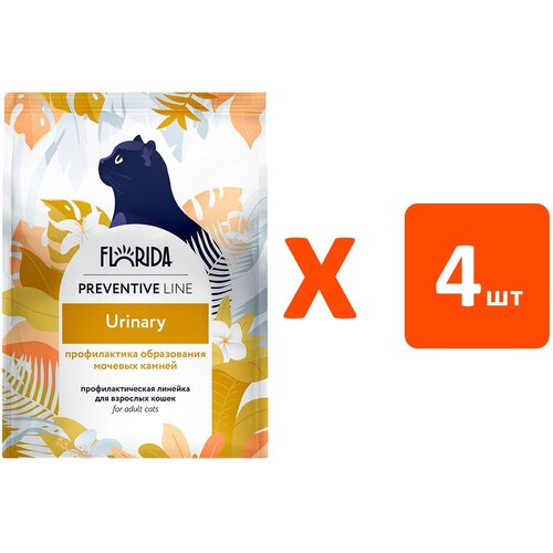 FLORIDA PREVENTIVE LINE URINARY для взрослых кошек при мочекаменной болезни (1,5 кг х 4 шт)