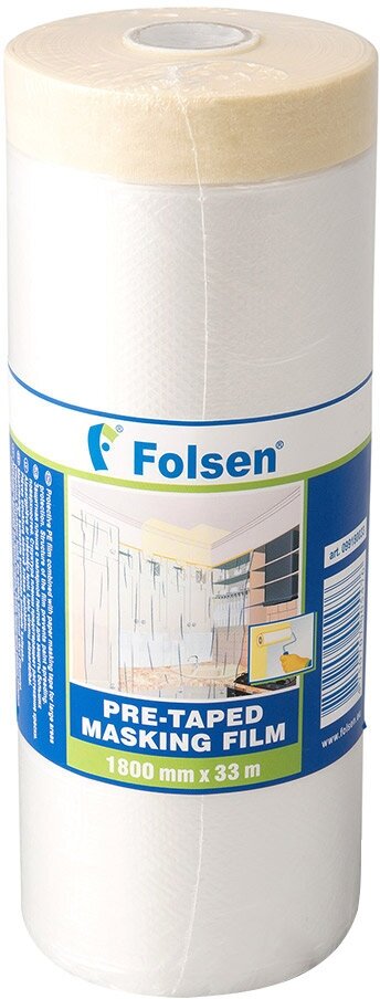 Пленка защитная Folsen с клейким краем 9 мкм 1,8х33 м (59,4 кв.м) - фотография № 1