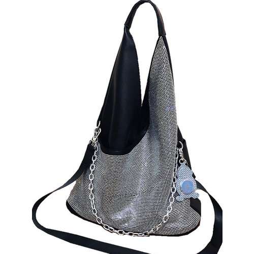 Сумка шоппер KAISHILAN, фактура зернистая, черный, серебряный женская кожаная плоская сумка хобо а8357 елоу 131764