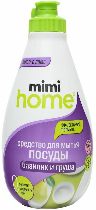 Mimihome Средство для мытья посуды Базилик и груша, 370 мл