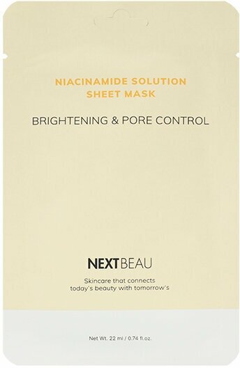 NEXTBEAU Маска тканевая с ниацинамидом - niacinamide solution brightening & pore control, 22мл