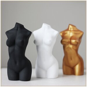 Фото Гипсовая статуэтка для декора женское тело, силуэт женщины 12 см, белый цвет