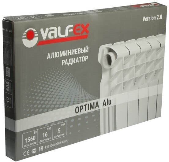 Радиатор VALFEX OPTIMA L Version 2.0 алюминиевый 350, 12 сек.