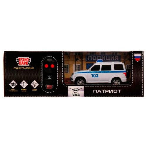 Машина на радиоуправлении PATRIOT-15RCPOL-WH УАЗ патриот полиция 15,5 см, свет, белый Технопарк в кор /36/ машина радиоуправляемая технопарк уаз патриот полиция 15 5 см свет белый patriot 15rcpol wh