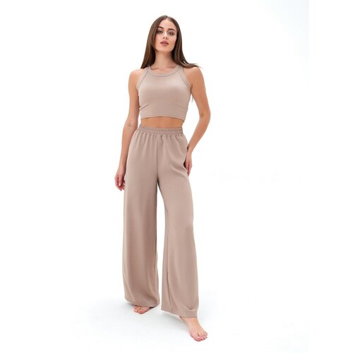 фото Брюки палаццо daffy world, размер 40-42, бежевый