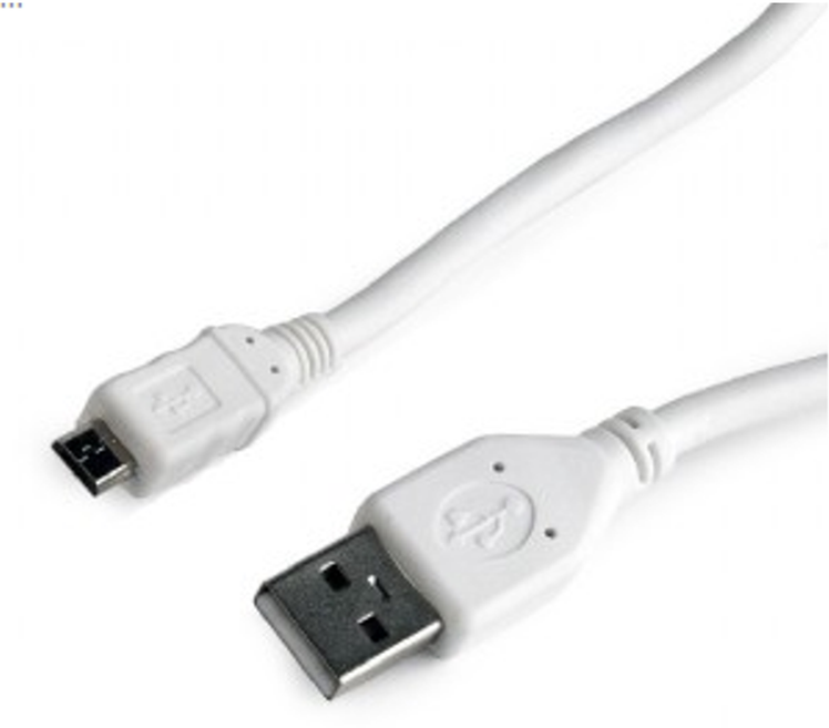 Кабель USB 2.0 A - micro USB 5pin (m-m), 1м белый, профес. CCP-mUSB2-AMBM-W-1M Gembird