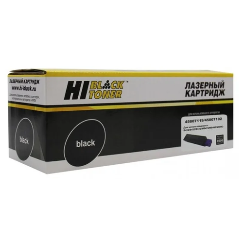 Картридж Hi-Black 45807119/45807102, 3000 стр, черный тонер картридж hi black hb 44844627 44844615 для oki c822n c822dn восстанов c 7 3k