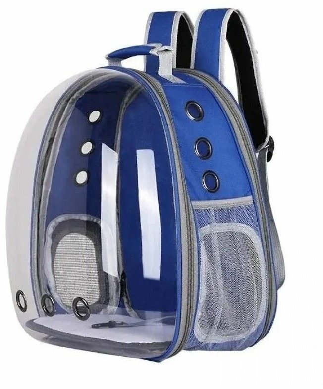 Рюкзак переноска для собак и кошек с иллюминатором / Ранец для животных с панорамным видом Morento синий - фотография № 11