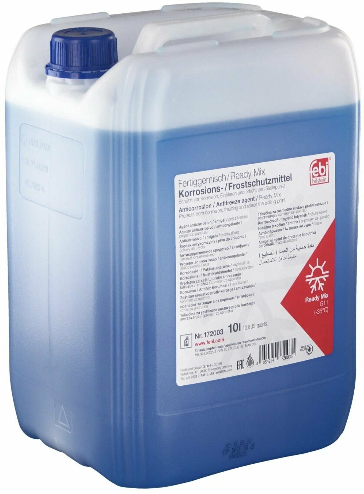Антифриз [синий] Type G11 готовый (-35°C) 10 л. /made in EU/ FEBI 172003