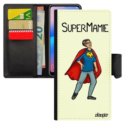 фото Чехол-книжка на мобильный huawei p20 pro французский дизайн супербабуля супергерой комикс utaupia