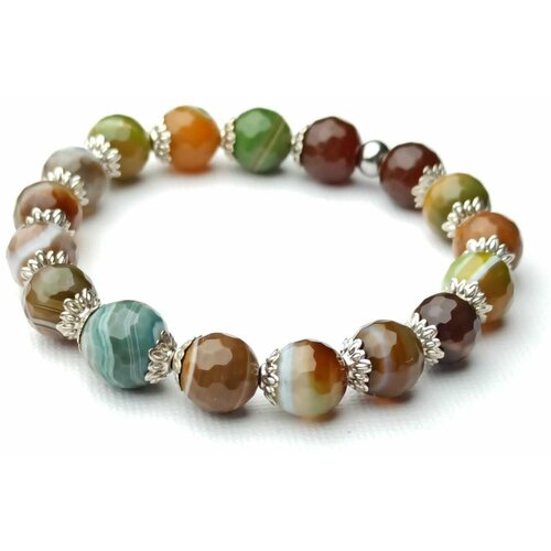 фото Браслет агат коричневый и зеленый 10-12 мм 18 см нет бренда