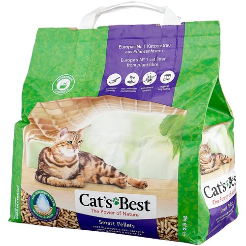 Комкующийся наполнитель Cat's Best Smart Pellets, 5л, 1 шт. наполнитель древесный комкующийся cat s best smart pellets 5л 2 5кг