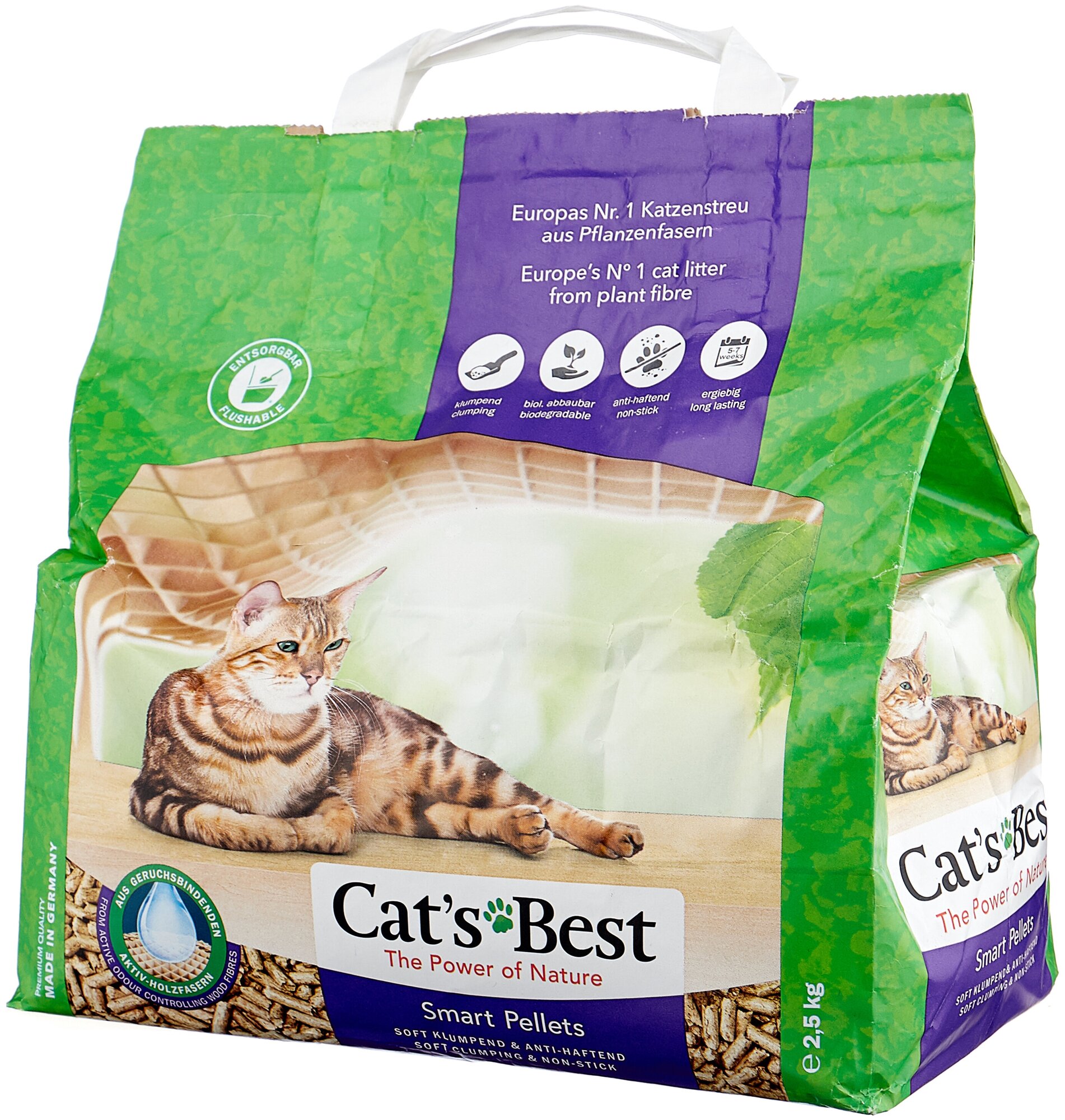 Комкующийся наполнитель Cat's Best Smart Pellets 2.5 кг/5 л