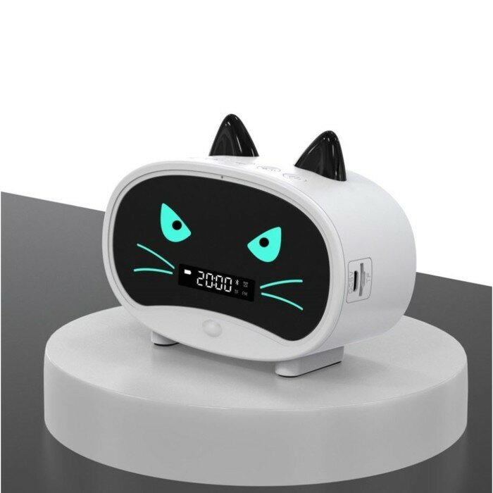 Подарки Часы-будильник "Кошка" с колонкой и радио