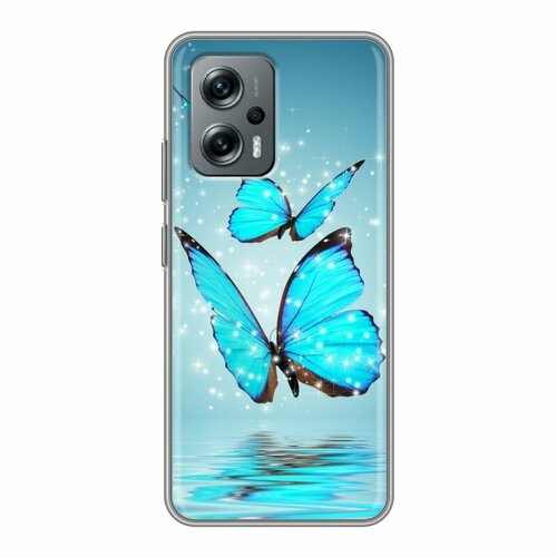 Дизайнерский силиконовый чехол для Сяоми Поко Х4 ЖТ / Xiaomi Poco X4 GT Бабочки голубые