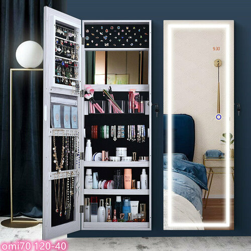 Настенный шкаф для украшений и косметики с подсветкой и дополнительным