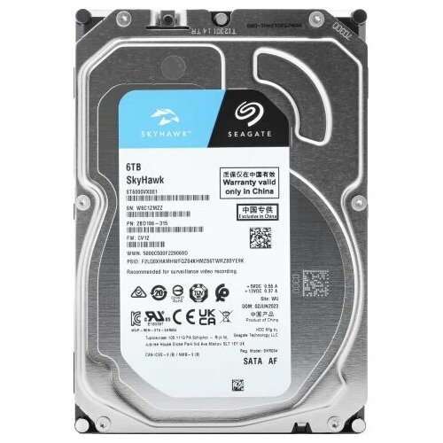 Жесткий диск HDD 6Tb Seagate Skyhawk ST6000VX001 20972₽
