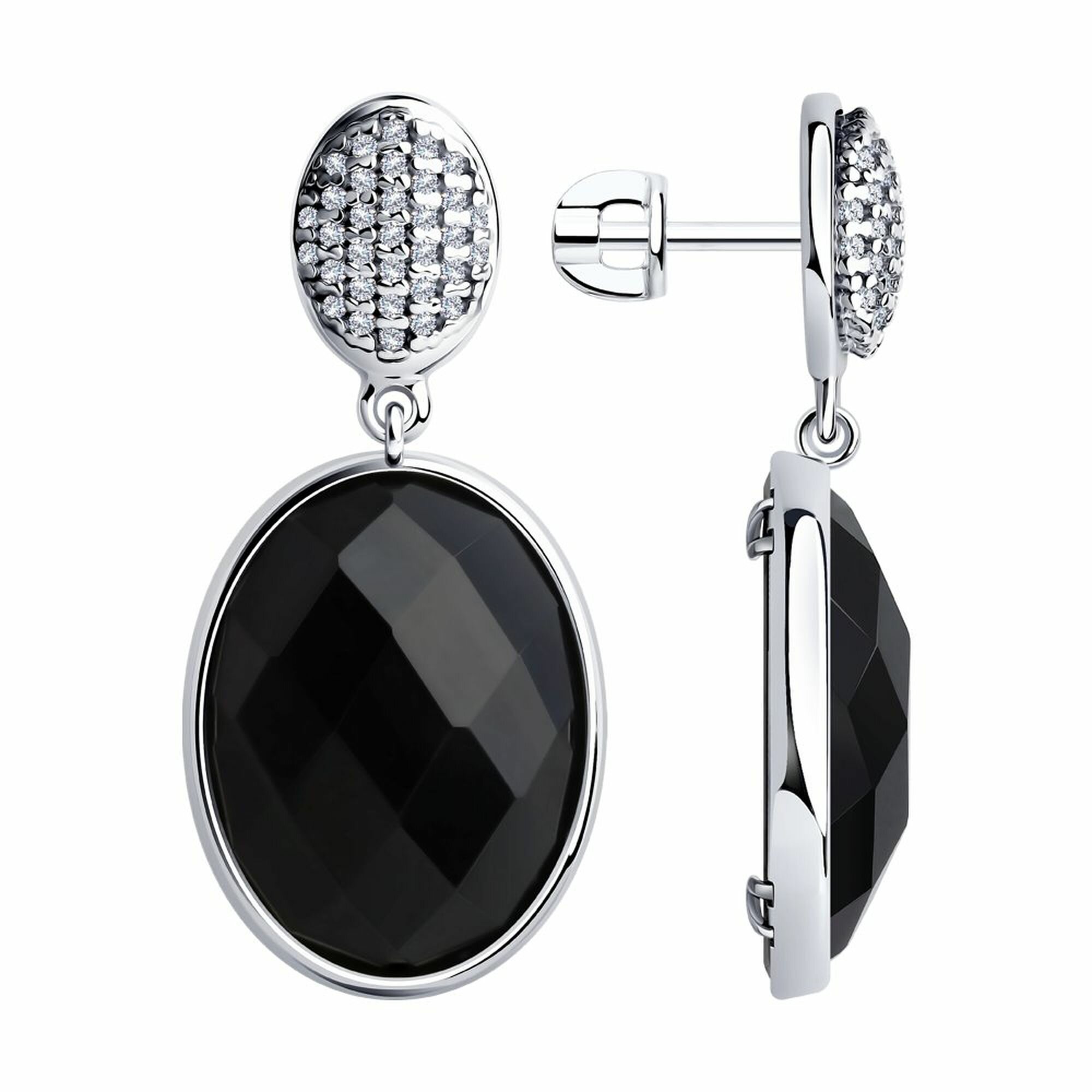 Серьги с подвесками Diamant online, серебро, 925 проба, фианит, агат