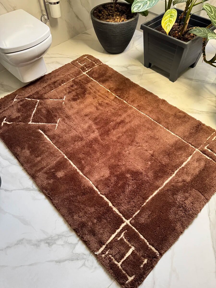 Коврик Natali's Carpets для ванной и туалета нескользящий бежевый 100x150см