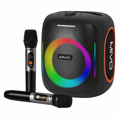 Напольная светящаяся беспроводная колонка Mivo MD-163 с караоке200ВтАКБ 12000мАч Черный 14374₽