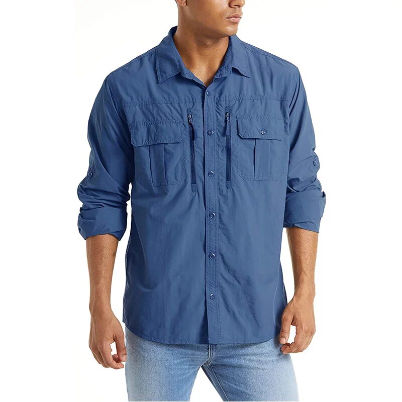 EKLENTSON мужская рубашка-карго нейлоновая Синий, CN 2XL (US L), Royal Blue