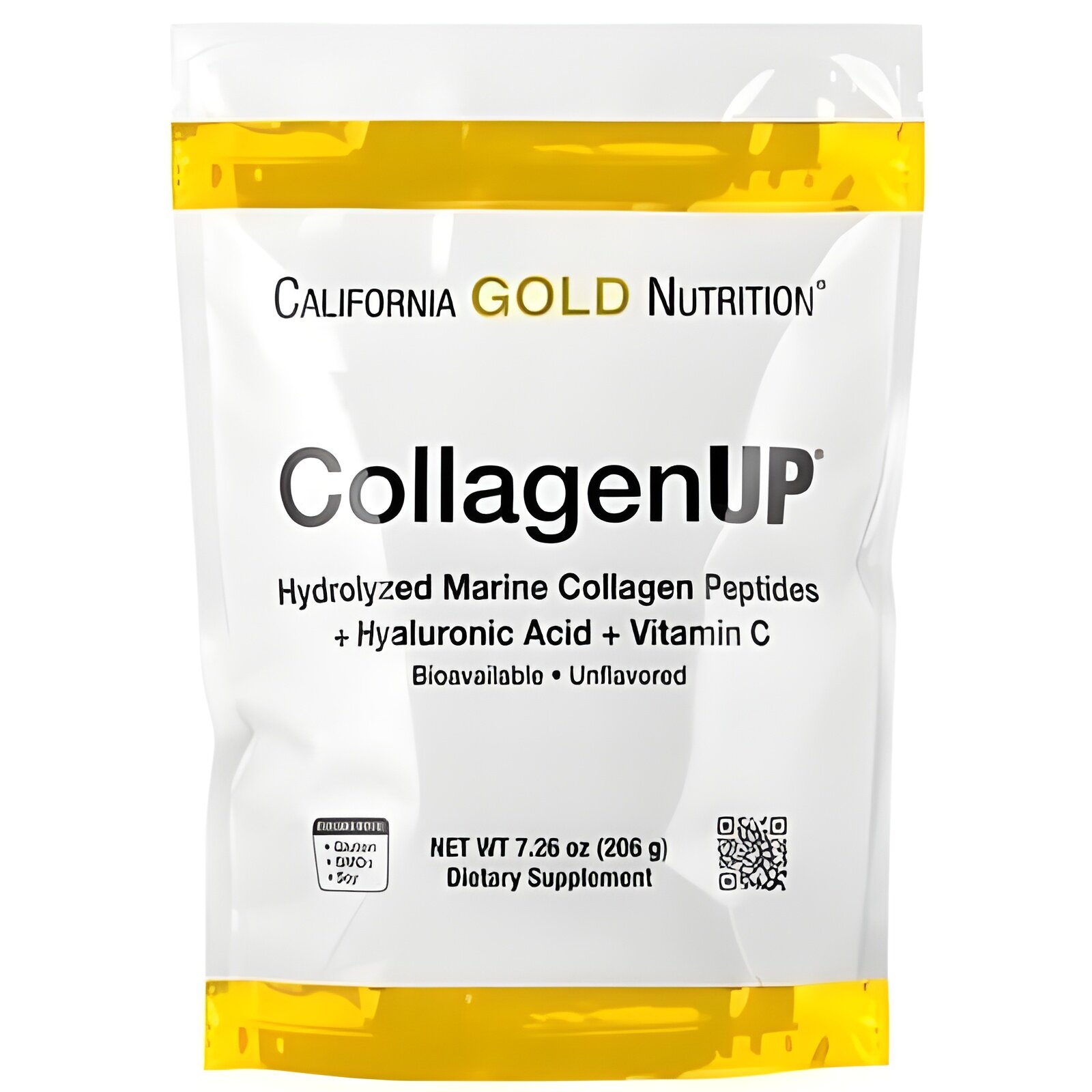 Collagen UP California Gold Nutrition, морской коллаген 206 г, с гиалуроновой кислотой и витамином C