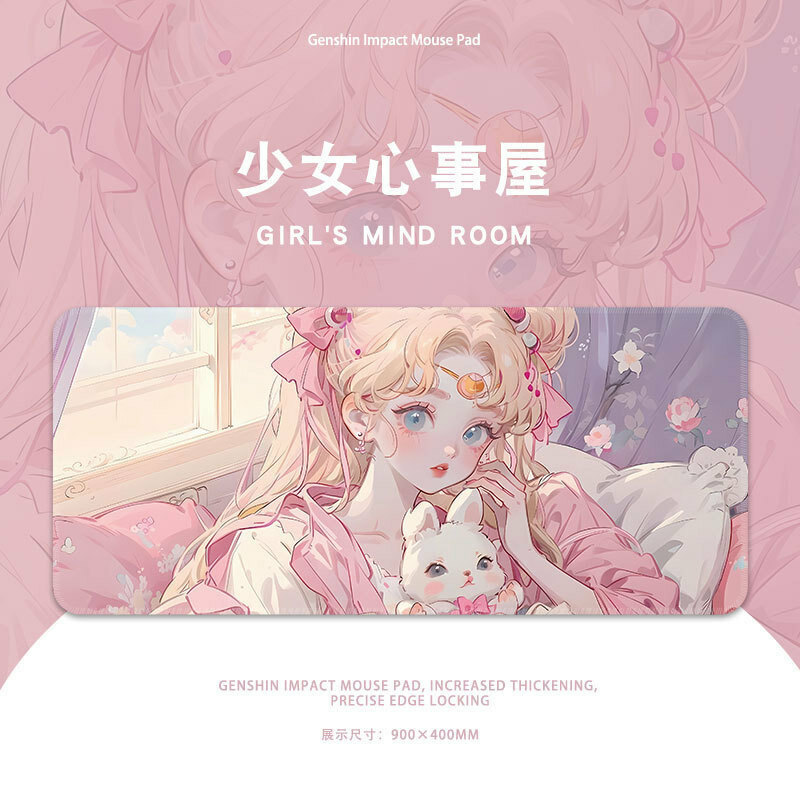 Коврик для мыши большой аниме Sailor Moon, офисный коврик с термотрансферной печатью, резиновая основа, 600×300 мм