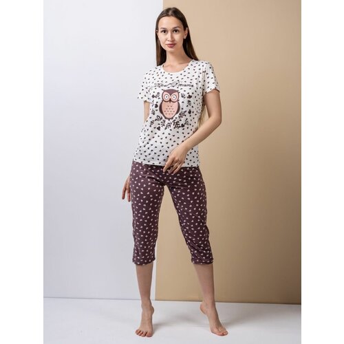 фото Пижама , футболка, брюки, короткий рукав, размер 50, мультиколор tajshop