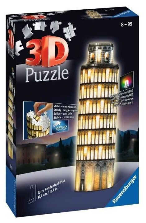 3D-пазл Ravensburger Ночная Пизанская башня (216), арт.12515