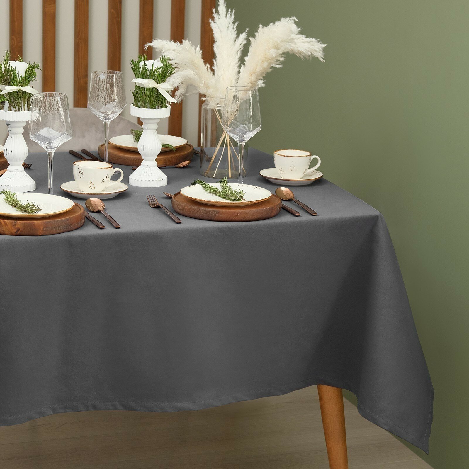 Скатерть Этель Kitchen 150х180 см цвет серый 100% хлопок саржа 220 г/м2