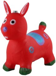 Прыгун игрушка "Кролик" со звуком, попрыгун игрушка, попрыгун детский, прыгун детский, прыгунок детский резиновый, попрыгун с рожками, прыгун с ручками, игрушка прыгун скакун, надувное животное попрыгун, животное прыгун, ПВХ, размер 25 х 25 х 49 см, цвет красный