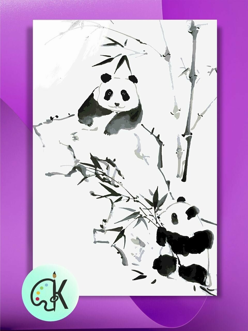 Картина по номерам на холсте Китайская живопись - Панда, 40 х 60 см