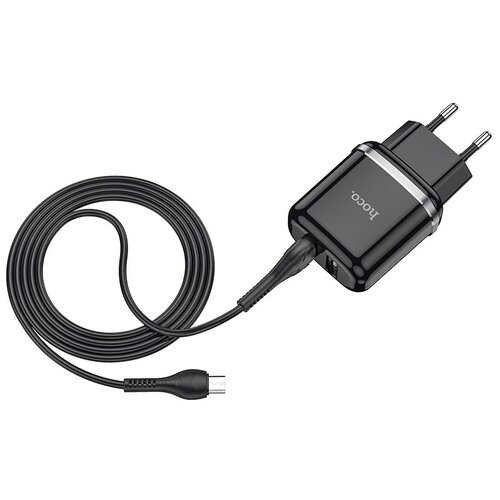 Сетевое зарядное устройство Hoco N4 Aspiring + кабель micro-USB, 12 Вт, черный
