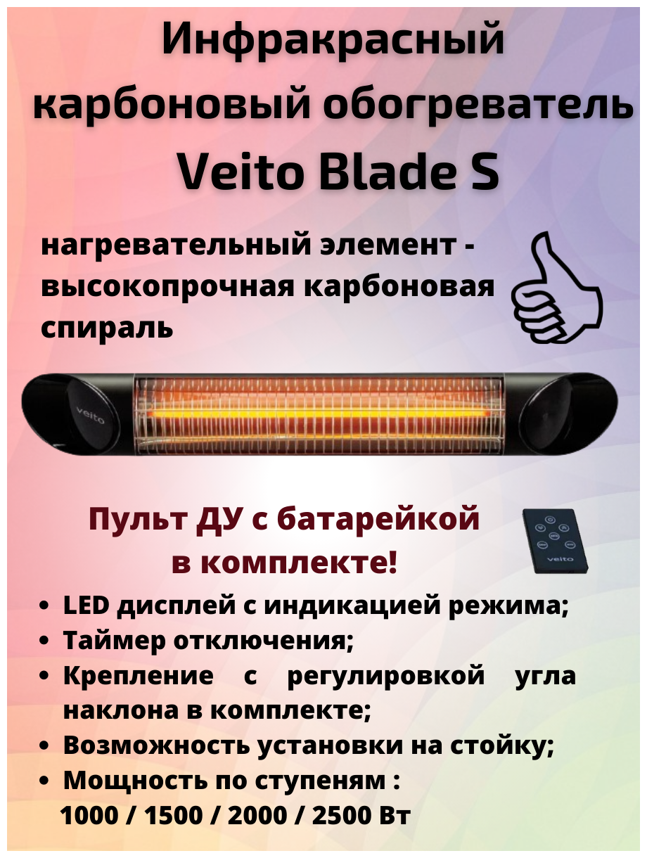 Veito Blade S Black черный бытовой инфракрасный обогреватель - фотография № 2