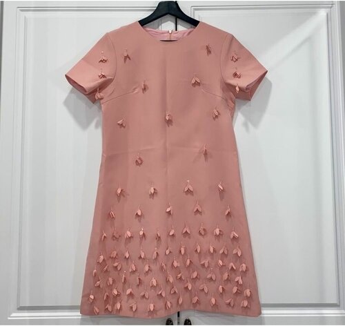 Платье хлопок, прямой силуэт, мини, размер 40/46, розовый