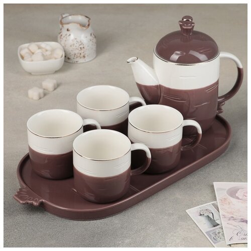 фото Набор чайный 6 предметов "калуа" чайник 800 мл, 4 кружки 200 мл на подставке 4720081 сима-ленд